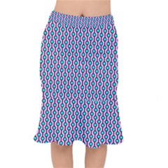 Blue Circles On Purple Background Geometric Ornament Short Mermaid Skirt