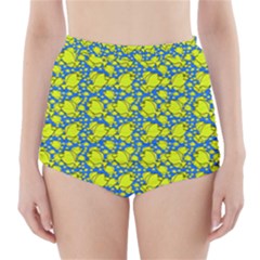 Yellow Tang School On Blue Sea High-waisted Bikini Bottoms by SeaworthyClothing