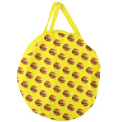 Vector Burgers, Fast Food Sandwitch Pattern At Yellow Giant Round Zipper Tote by Casemiro