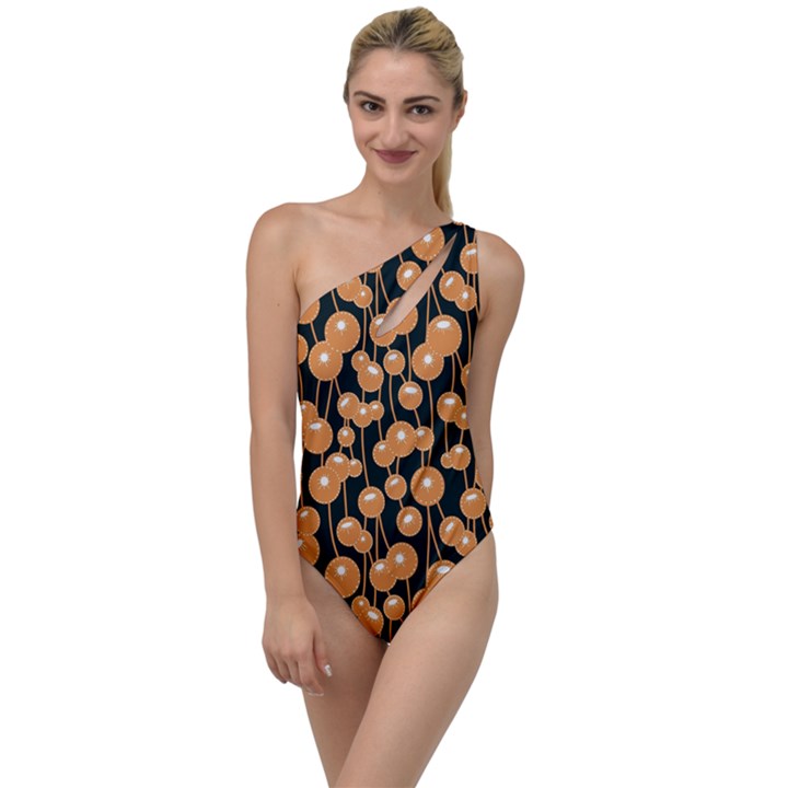 Orange Dandelions On A Dark Background To One Side Swimsuit