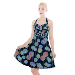 Multi-colored Circles Halter Party Swing Dress  by SychEva