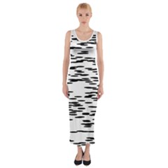 Black And White Abstract Pattern, Ovals Fitted Maxi Dress by Casemiro