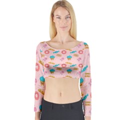 Funny Sweets With Teeth Long Sleeve Crop Top by SychEva
