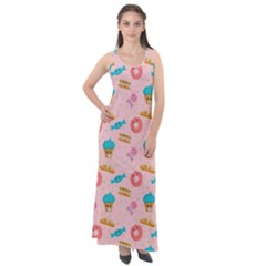 Funny Sweets With Teeth Sleeveless Velour Maxi Dress by SychEva