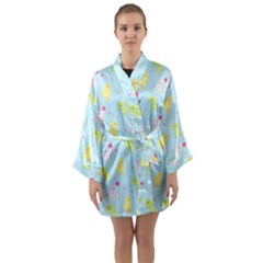 My Adventure Blue Long Sleeve Satin Kimono by thePastelAbomination