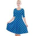 Blue Circles On A Dark Blue Background Quarter Sleeve A-Line Dress View1