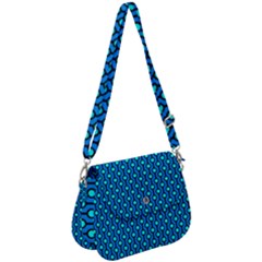 Blue Circles On A Dark Blue Background Saddle Handbag by SychEva