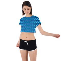 Blue Circles On A Dark Blue Background Tie Back Short Sleeve Crop Tee by SychEva