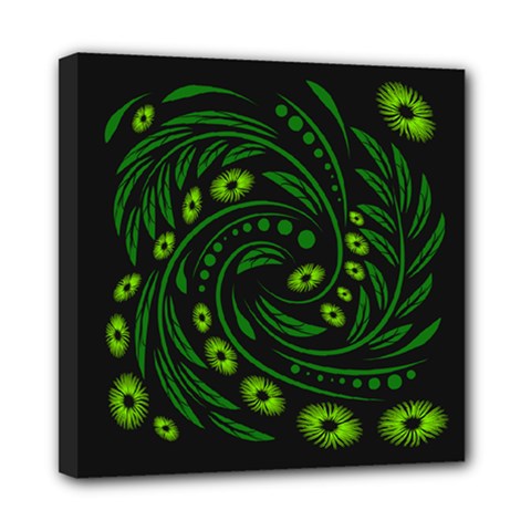 Folk Flowers Floral Art Print Flowers Abstract Art  Mini Canvas 8  X 8  (stretched)
