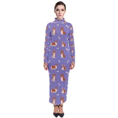 Cute Corgi Dogs Turtleneck Maxi Dress by SychEva