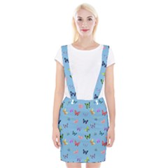 Multicolored Butterflies Whirl Braces Suspender Skirt by SychEva