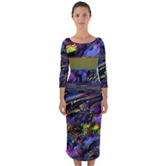 Unadjusted Tv Screen Quarter Sleeve Midi Bodycon Dress by MRNStudios