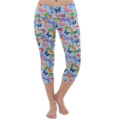 Beautiful Bright Butterflies Are Flying Capri Yoga Leggings by SychEva