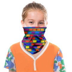 Gay Pride Rainbow Brick Pattern Face Covering Bandana (kids) by VernenInk