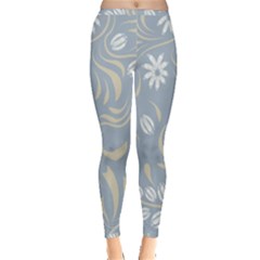 Folk Flowers Pattern Floral Surface Design Seamless Pattern Inside Out Leggings by Eskimos