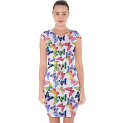 Bright Butterflies Circle In The Air Capsleeve Drawstring Dress  by SychEva