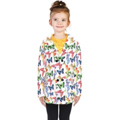 Bright Butterflies Circle In The Air Kids  Double Breasted Button Coat by SychEva