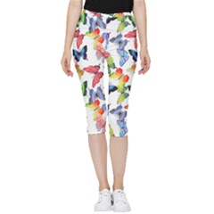 Bright Butterflies Circle In The Air Inside Out Lightweight Velour Capri Leggings  by SychEva