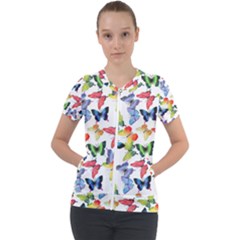 Bright Butterflies Circle In The Air Short Sleeve Zip Up Jacket by SychEva