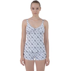 Grey Unicorn Sketchy Style Motif Drawing Pattern Tie Front Two Piece Tankini by dflcprintsclothing