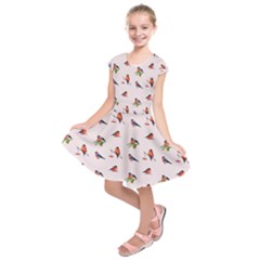 Bullfinches Sit On Branches Kids  Short Sleeve Dress by SychEva