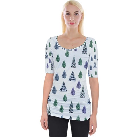 Coniferous Forest Wide Neckline Tee by SychEva