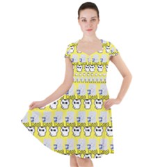 Cartoon Pattern Cap Sleeve Midi Dress by Sparkle