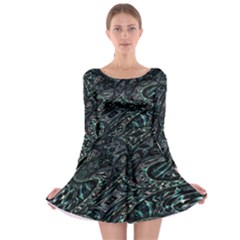 Emerald Distortion Long Sleeve Skater Dress by MRNStudios