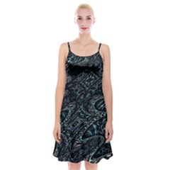 Emerald Distortion Spaghetti Strap Velvet Dress by MRNStudios