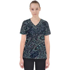 Emerald Distortion Women s V-neck Scrub Top by MRNStudios