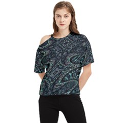 Emerald Distortion One Shoulder Cut Out Tee by MRNStudios