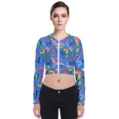 Bright Butterflies Circle In The Air Long Sleeve Zip Up Bomber Jacket by SychEva