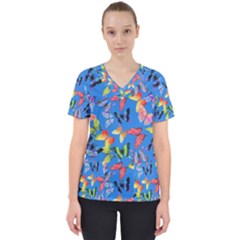 Bright Butterflies Circle In The Air Women s V-neck Scrub Top by SychEva