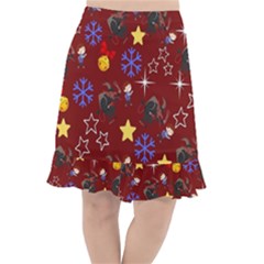 Krampus With Brat Red Fishtail Chiffon Skirt
