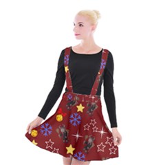 Krampus Kawaii Red Suspender Skater Skirt