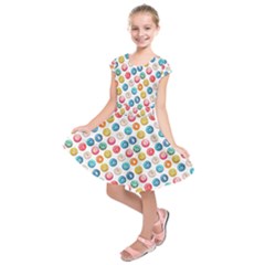Multicolored Sweet Donuts Kids  Short Sleeve Dress by SychEva