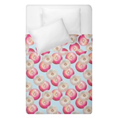 Pink And White Donuts On Blue Duvet Cover Double Side (single Size) by SychEva