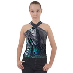 Glitch Witch Cross Neck Velour Top by MRNStudios