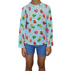 Christmas Socks Kids  Long Sleeve Swimwear by SychEva