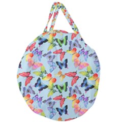 Watercolor Butterflies Giant Round Zipper Tote by SychEva