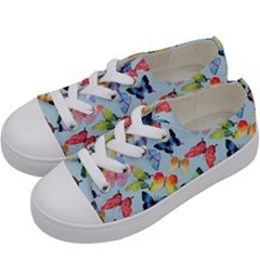 Watercolor Butterflies Kids  Low Top Canvas Sneakers by SychEva