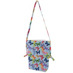 Watercolor Butterflies Folding Shoulder Bag by SychEva