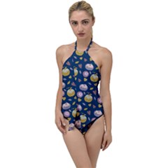 Autumn Pumpkins Go With The Flow One Piece Swimsuit by SychEva