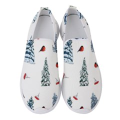 Christmas Trees And Bullfinches Women s Slip On Sneakers by SychEva