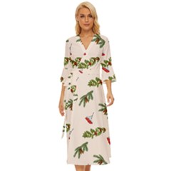 Rowan Branches And Spruce Branches Midsummer Wrap Dress by SychEva