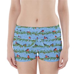 Bullfinches On Spruce Branches Boyleg Bikini Wrap Bottoms by SychEva