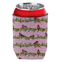 Bullfinches Sit On Branches On A Pink Background Can Holder by SychEva
