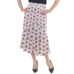 Bullfinches Sit On Branches Midi Mermaid Skirt by SychEva