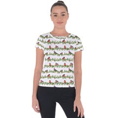 Bullfinches On The Branches Short Sleeve Sports Top  by SychEva