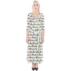 Bullfinches On The Branches Quarter Sleeve Wrap Maxi Dress by SychEva